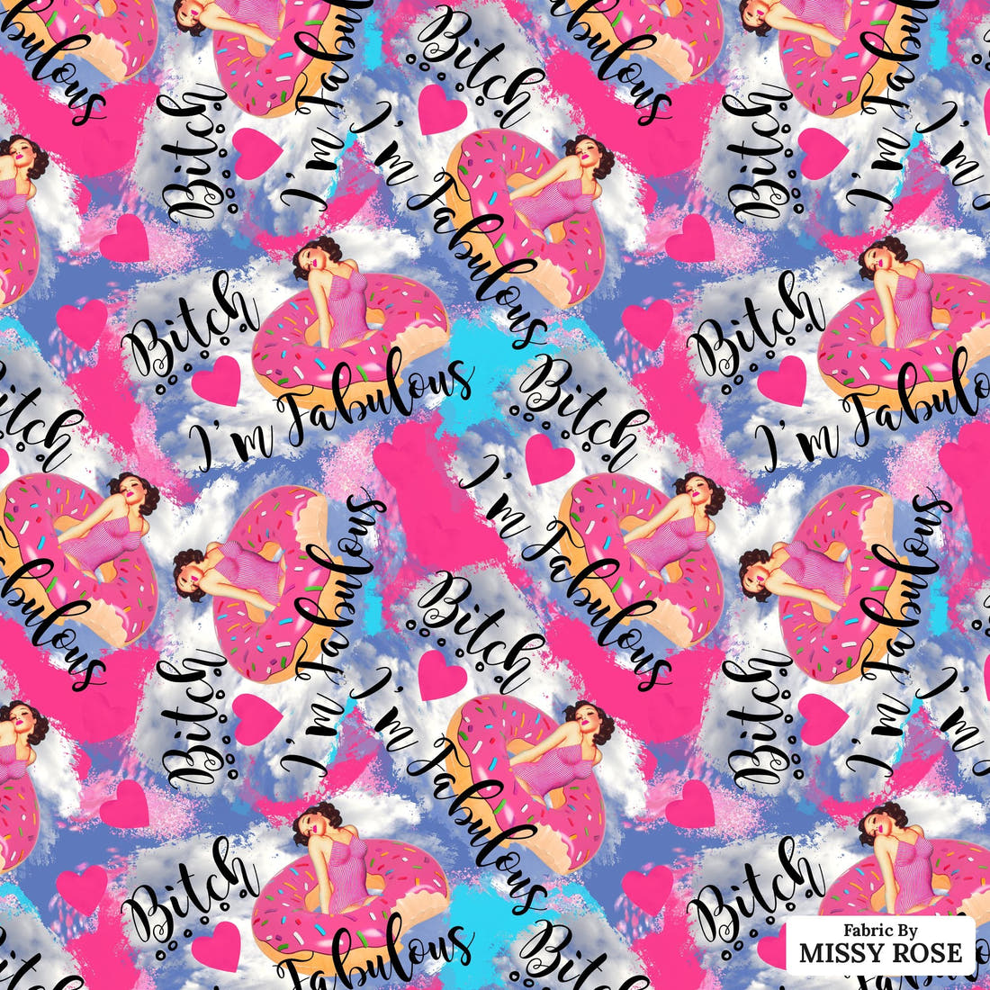 Profanity Fabric 07 - flat view of the print, zoom in for detail | Fabric by Missy Rose