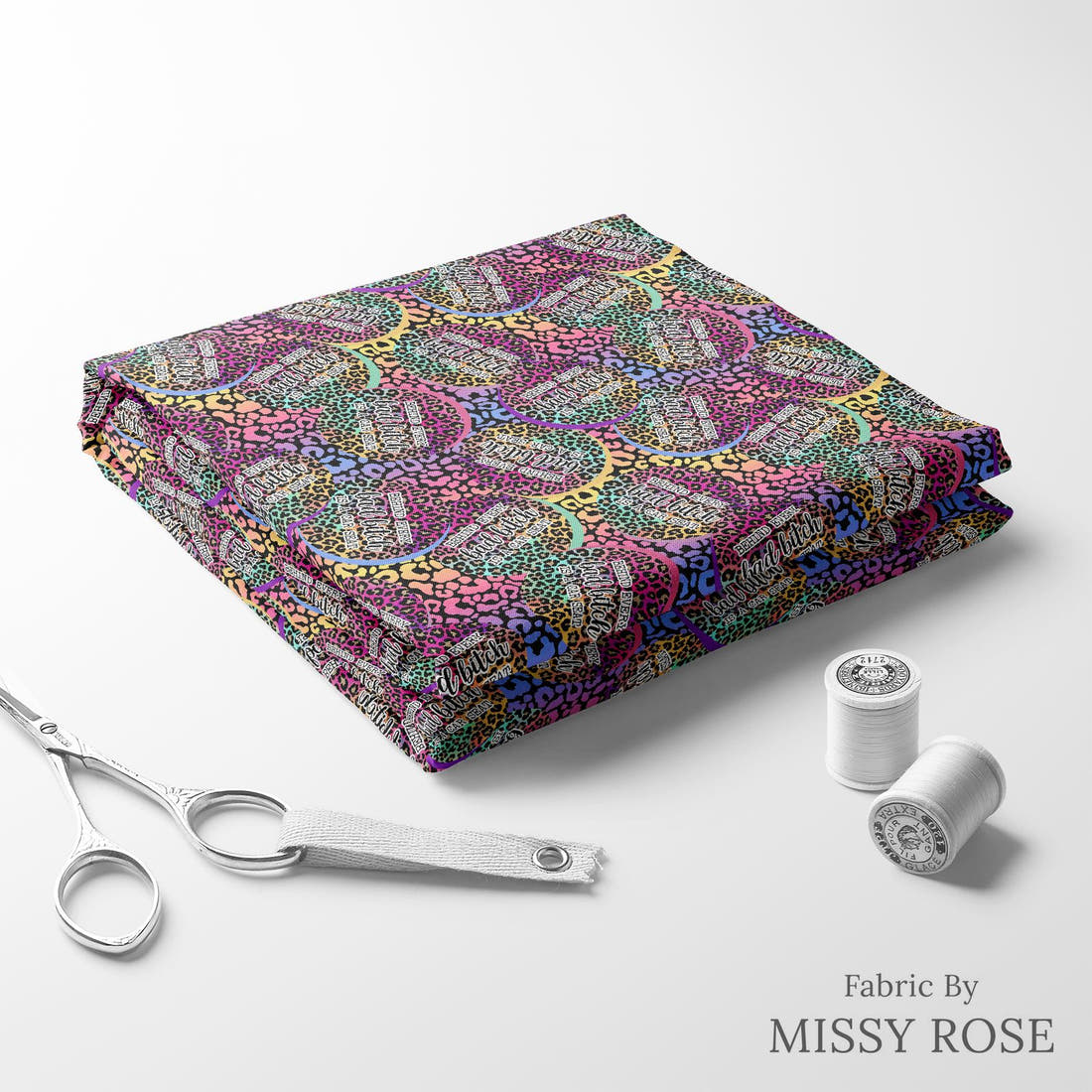 Profanity Fabric 70 folded fabric stack with matching thread - pre-order fabric Australia | Fabric by Missy Rose