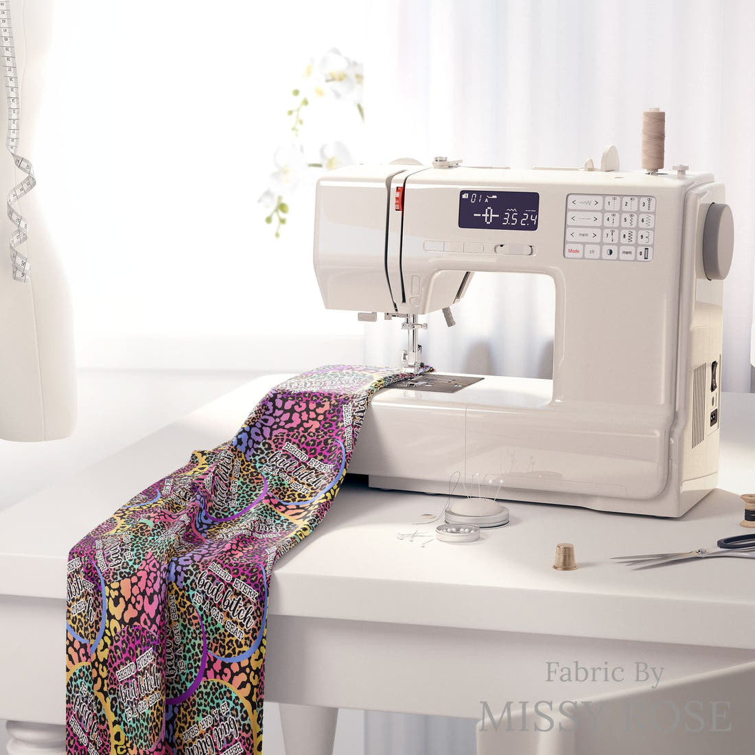 Profanity Fabric 70 on a sewing machine - premium fabric for sewing projects | Fabric by Missy Rose