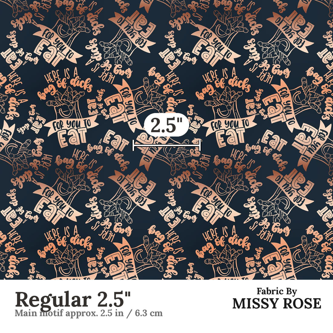 Profanity Fabric 72 Regular 2.5 inch print scale guide | Fabric by Missy Rose