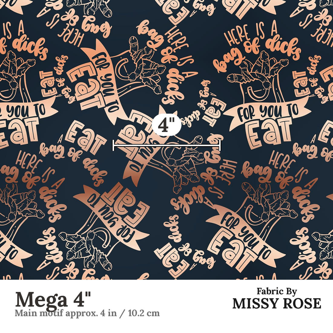 Profanity Fabric 72 Mega 4 inch print scale guide | Fabric by Missy Rose