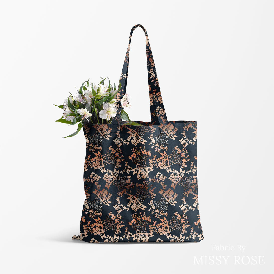 Profanity Fabric 72 made up as a tote bag - see how the print looks made up | Fabric by Missy Rose