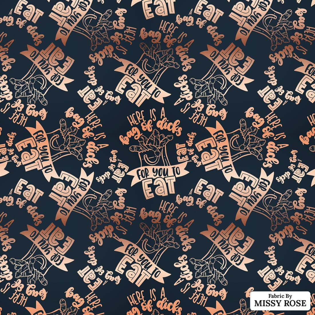 Profanity Fabric 72 - flat view of the print, zoom in for detail | Fabric by Missy Rose