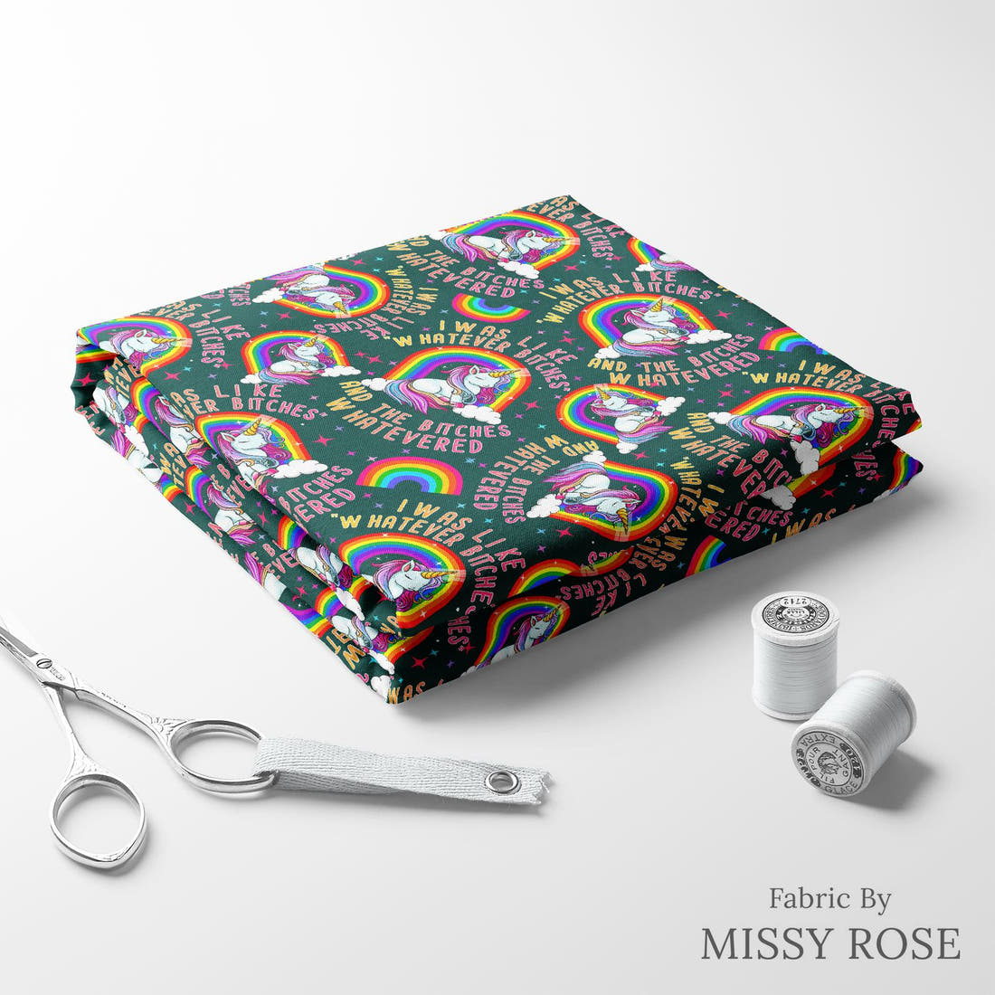 Profanity Fabric 73 folded fabric stack with matching thread - pre-order fabric Australia | Fabric by Missy Rose
