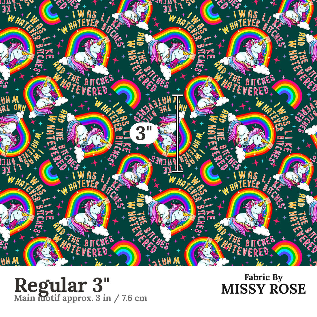 Profanity Fabric 73 Regular 3 inch print scale guide | Fabric by Missy Rose