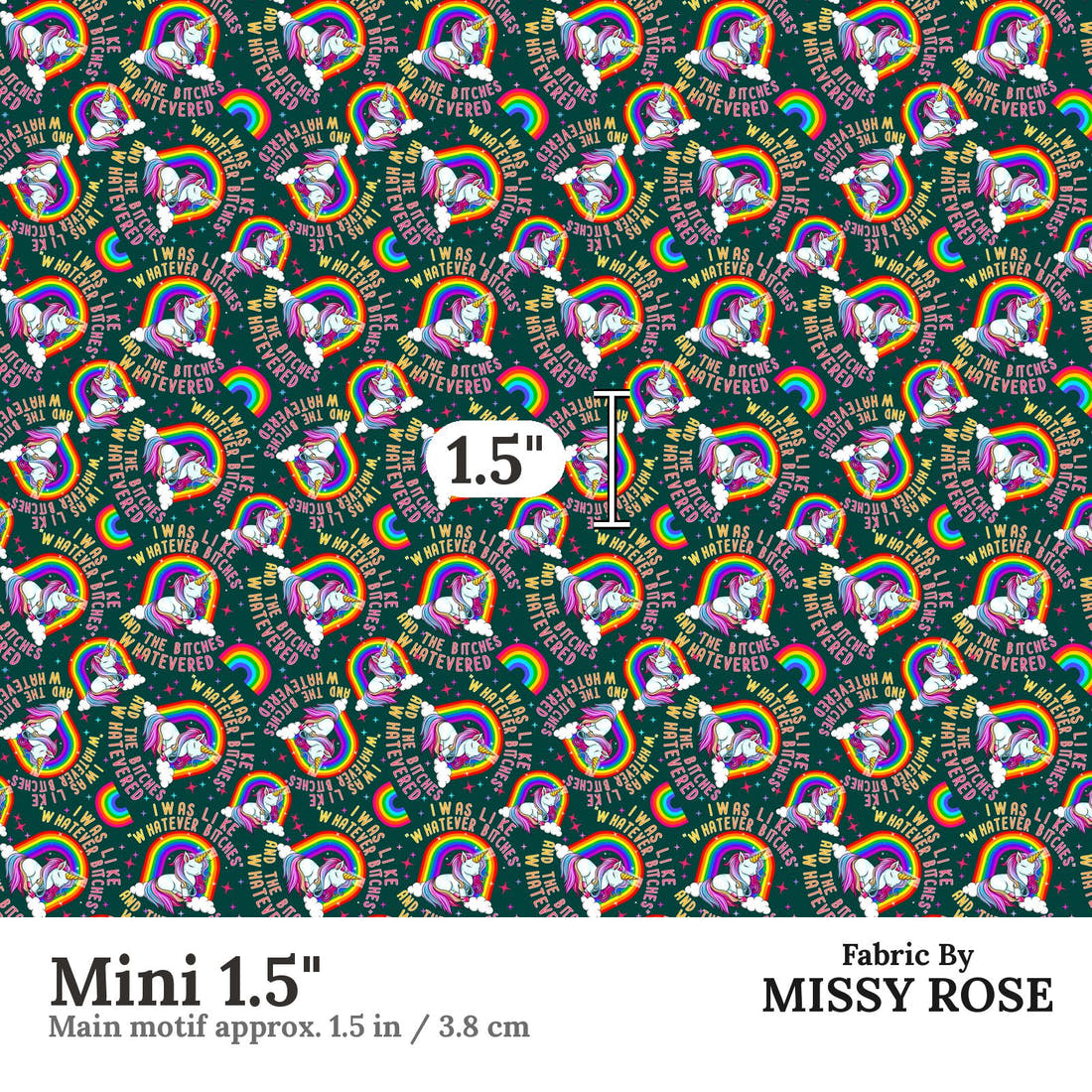 Profanity Fabric 73 Mini 1.5 inch print scale guide | Fabric by Missy Rose