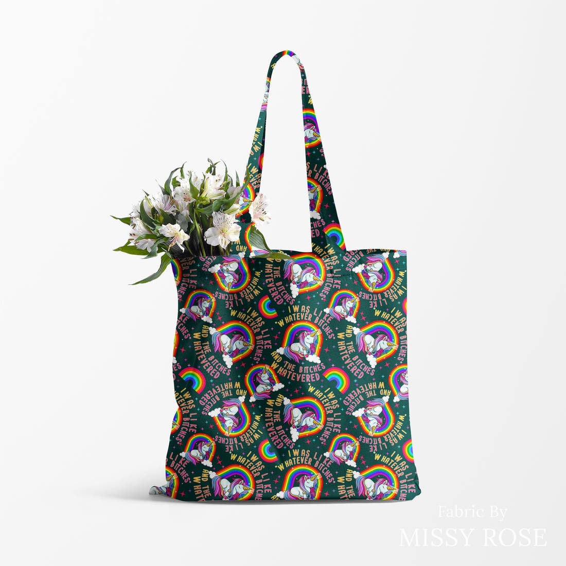 Profanity Fabric 73 made up as a tote bag - see how the print looks made up | Fabric by Missy Rose