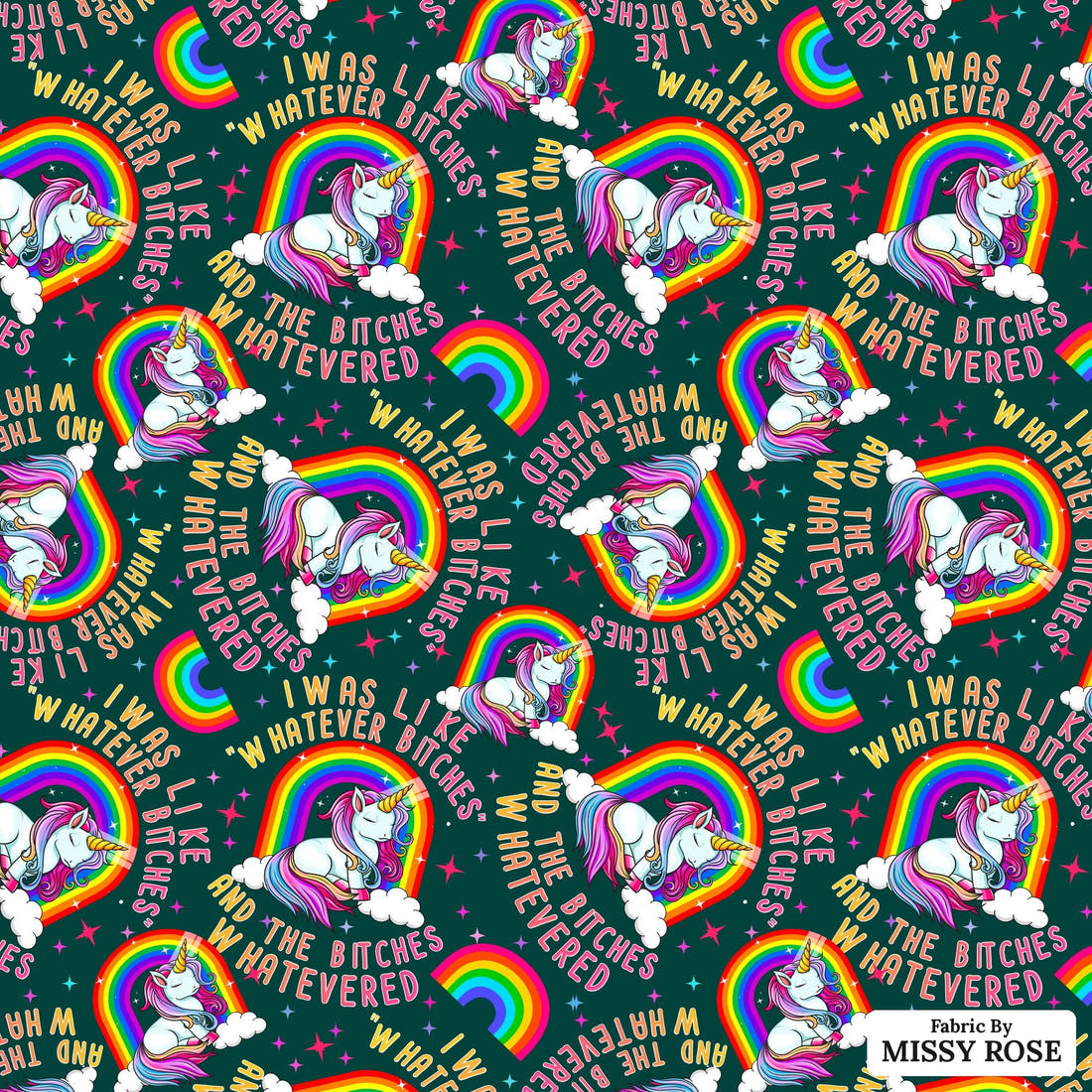 Profanity Fabric 73 - flat view of the print, zoom in for detail | Fabric by Missy Rose