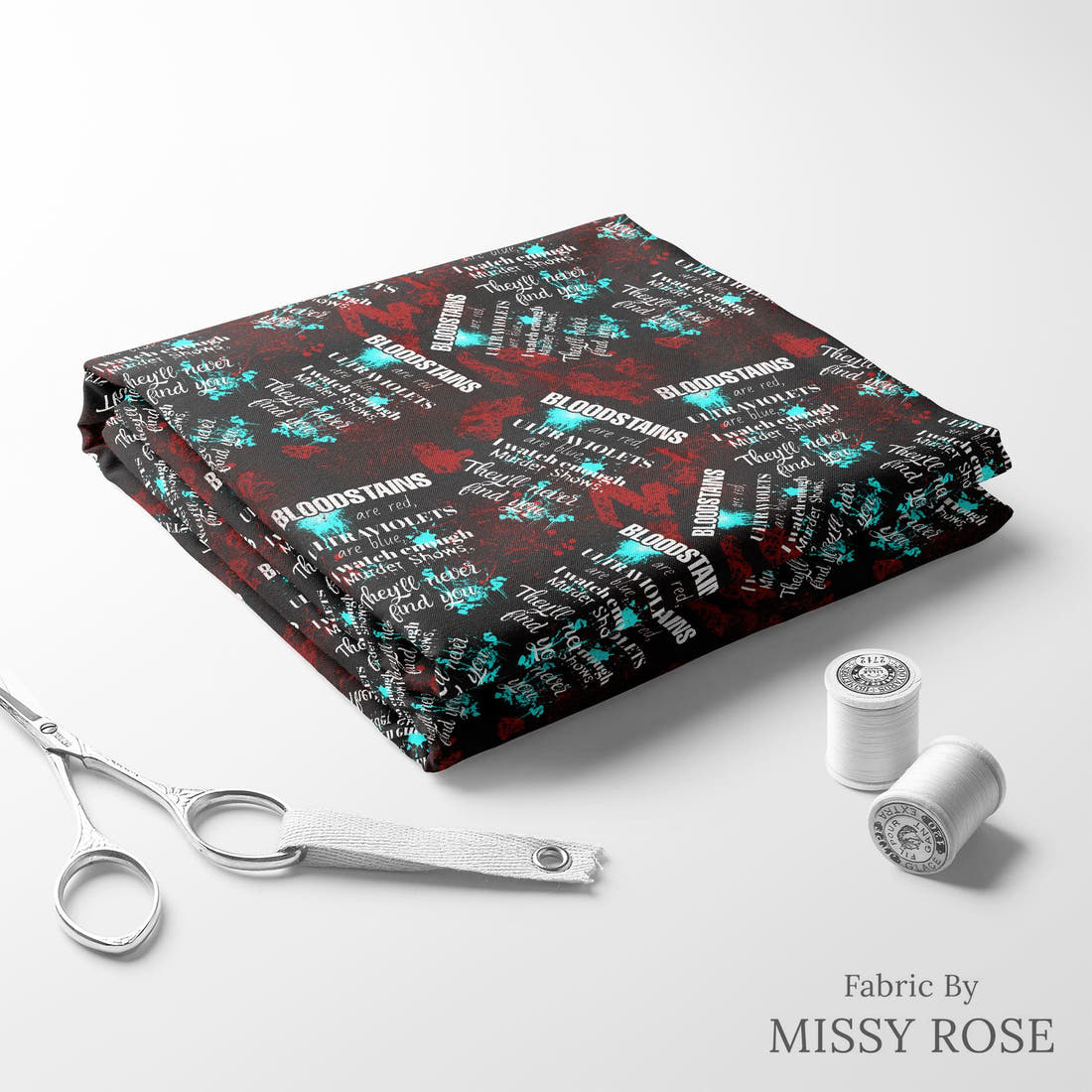 Profanity Fabric 74 folded fabric stack with matching thread - pre-order fabric Australia | Fabric by Missy Rose