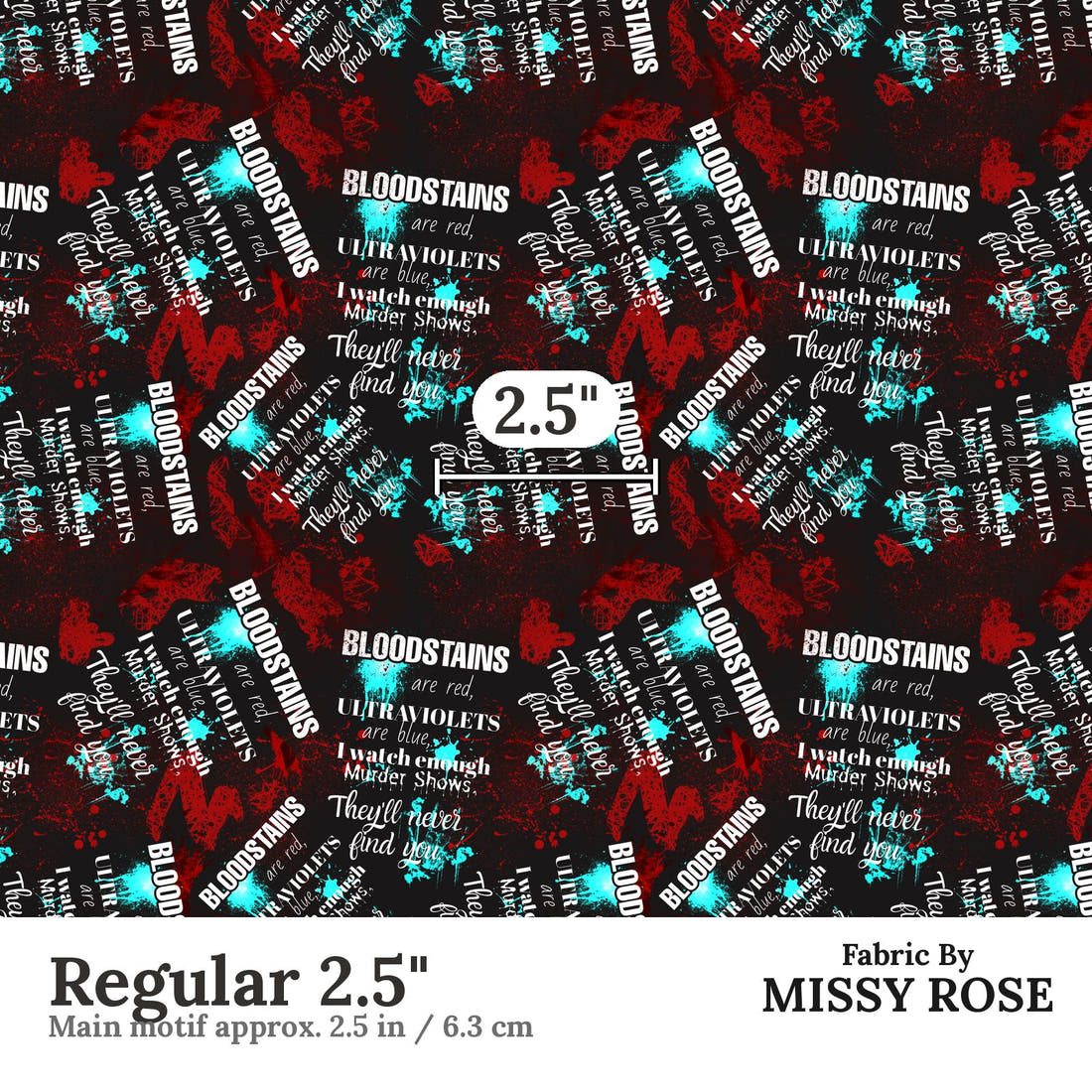 Profanity Fabric 74 Regular 2.5 inch print scale guide | Fabric by Missy Rose