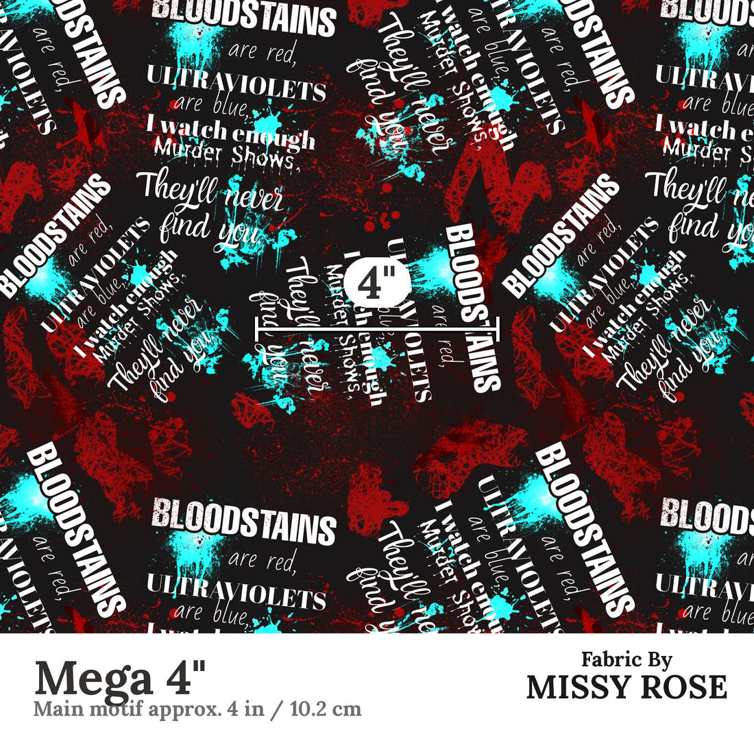 Profanity Fabric 74 Mega 4 inch print scale guide | Fabric by Missy Rose
