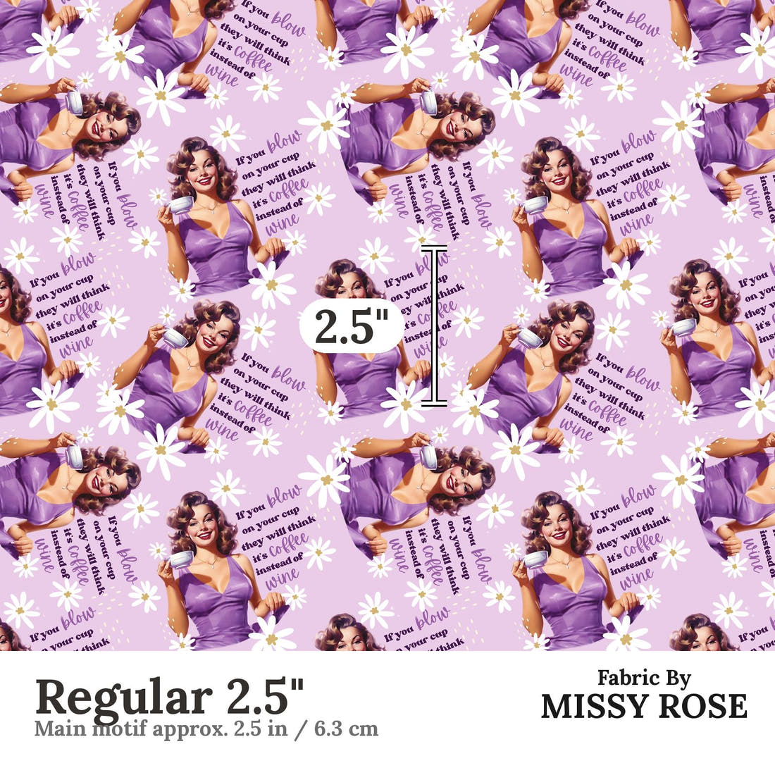 Profanity Fabric 75 Regular 2.5 inch print scale guide | Fabric by Missy Rose