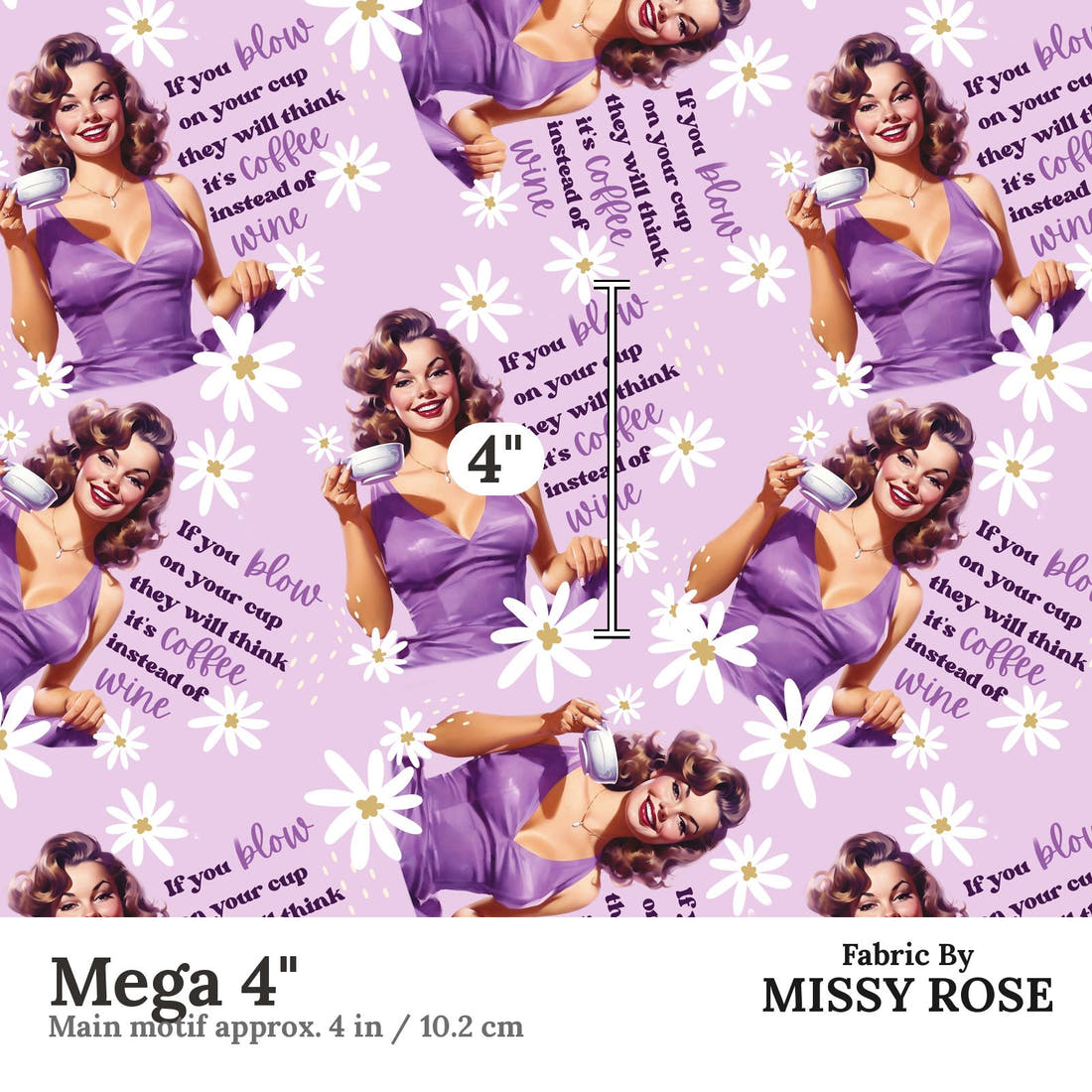 Profanity Fabric 75 Mega 4 inch print scale guide | Fabric by Missy Rose