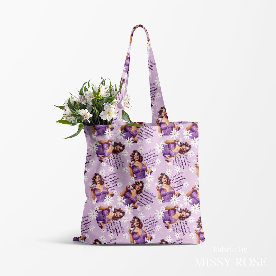 Profanity Fabric 75 made up as a tote bag - see how the print looks made up | Fabric by Missy Rose
