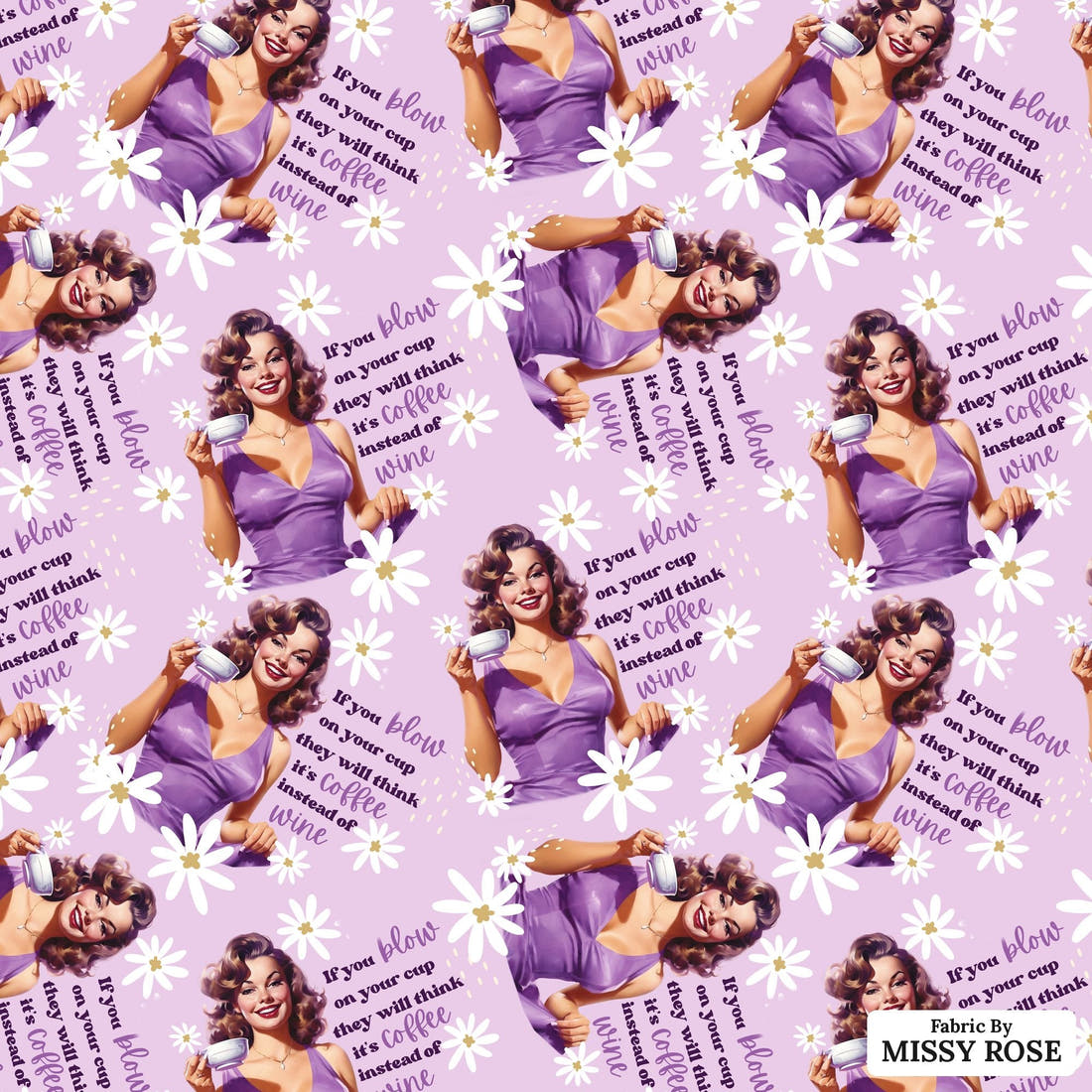 Profanity Fabric 75 - flat view of the print, zoom in for detail | Fabric by Missy Rose