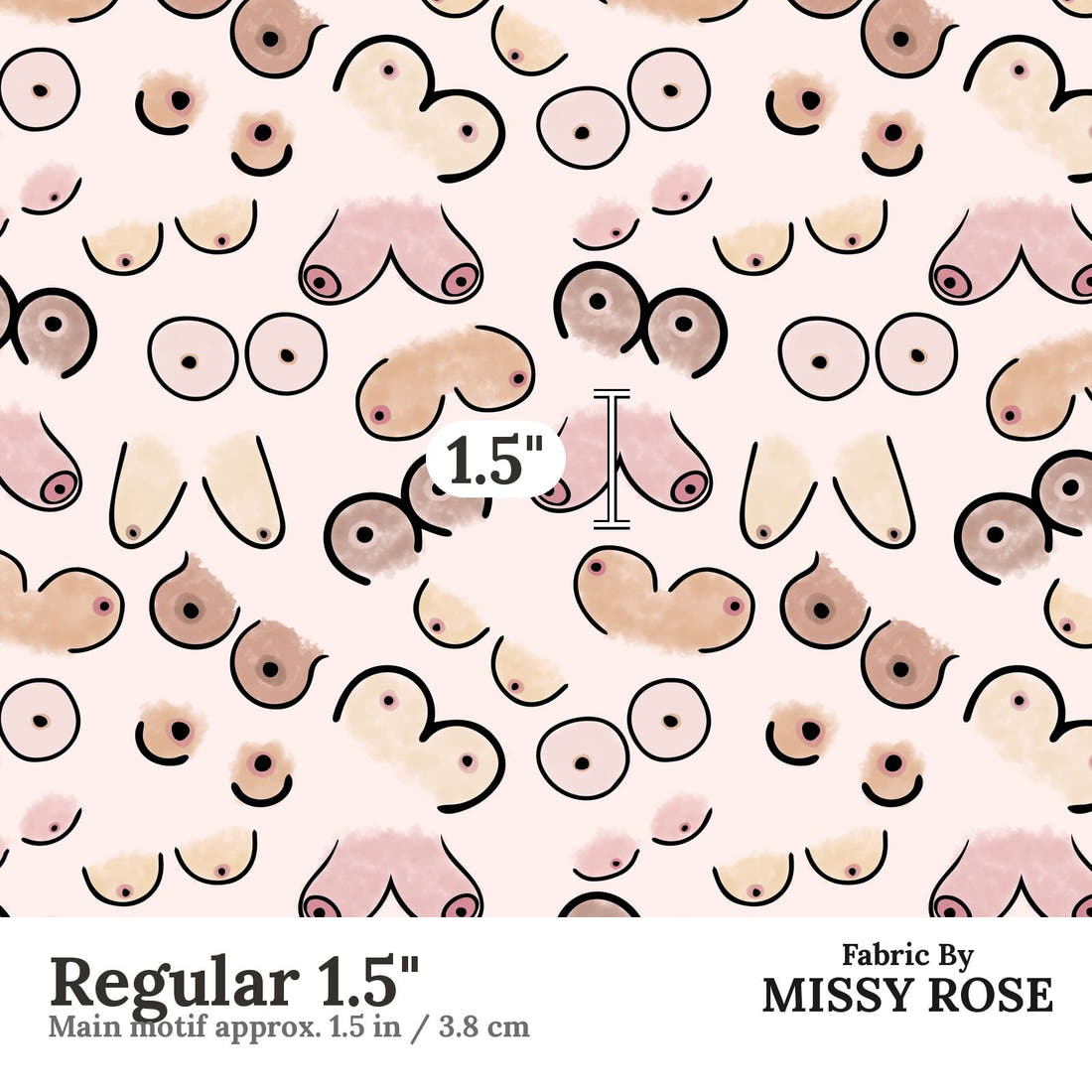 Profanity Fabric 76 Regular 1.5 inch print scale guide | Fabric by Missy Rose