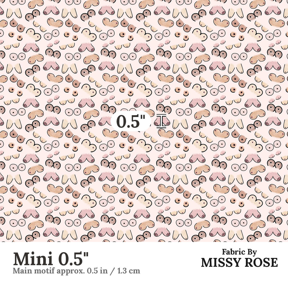 Profanity Fabric 76 Mini 0.5 inch print scale guide | Fabric by Missy Rose