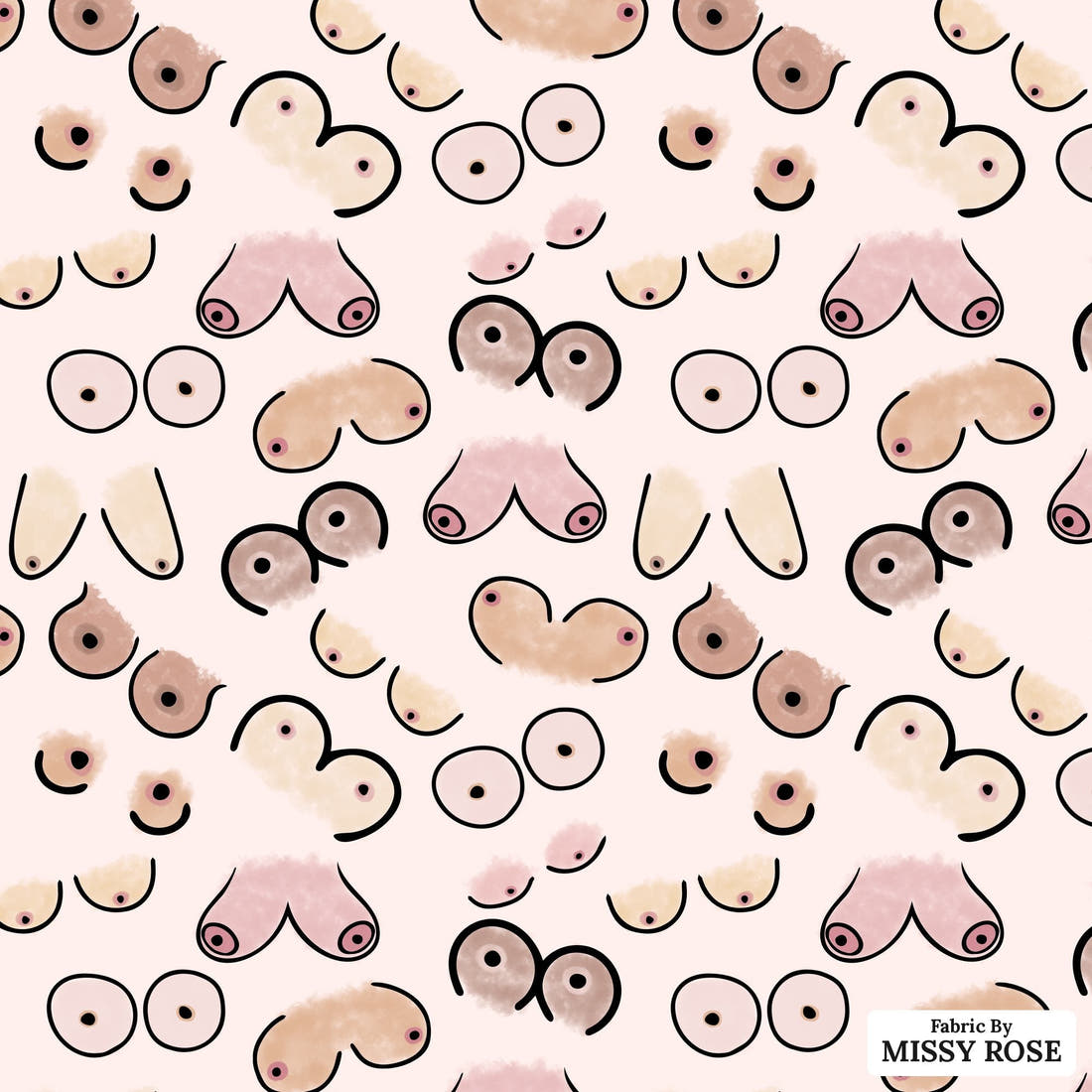 Profanity Fabric 76 - flat view of the print, zoom in for detail | Fabric by Missy Rose