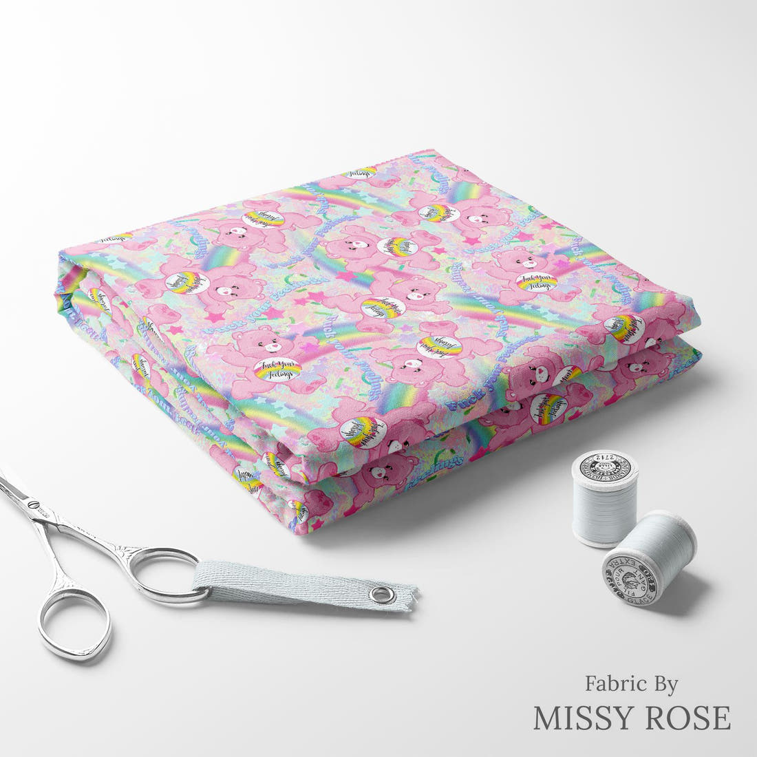 Profanity Fabric 08 folded fabric stack with matching thread - pre-order fabric Australia | Fabric by Missy Rose