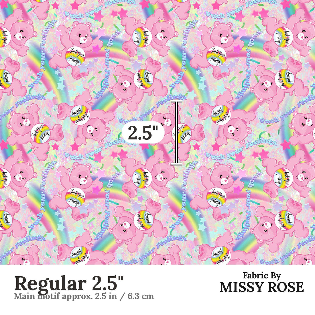 Profanity Fabric 08 Regular 2.5 inch print scale guide | Fabric by Missy Rose
