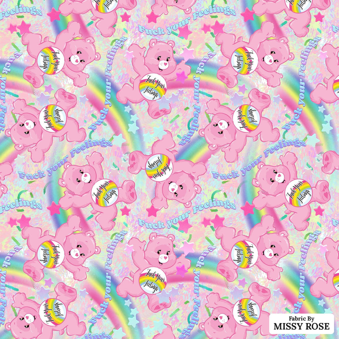 Profanity Fabric 08 - flat view of the print, zoom in for detail | Fabric by Missy Rose