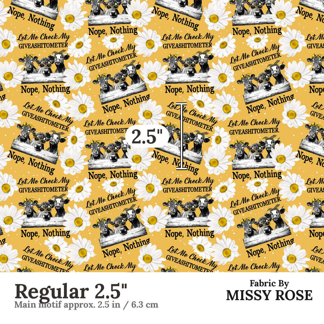 Profanity Fabric 81 Regular 2.5 inch print scale guide | Fabric by Missy Rose