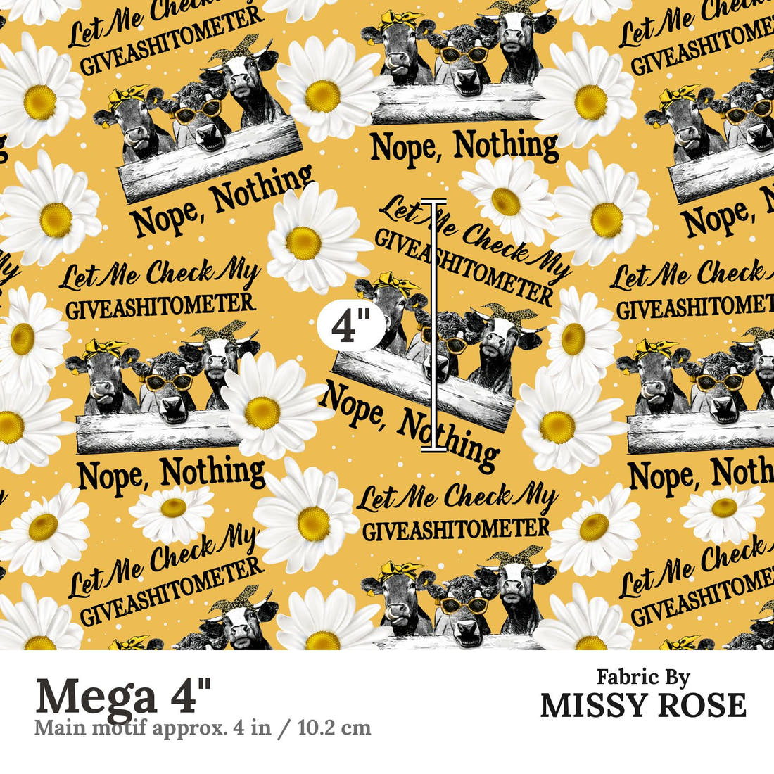 Profanity Fabric 81 Mega 4 inch print scale guide | Fabric by Missy Rose