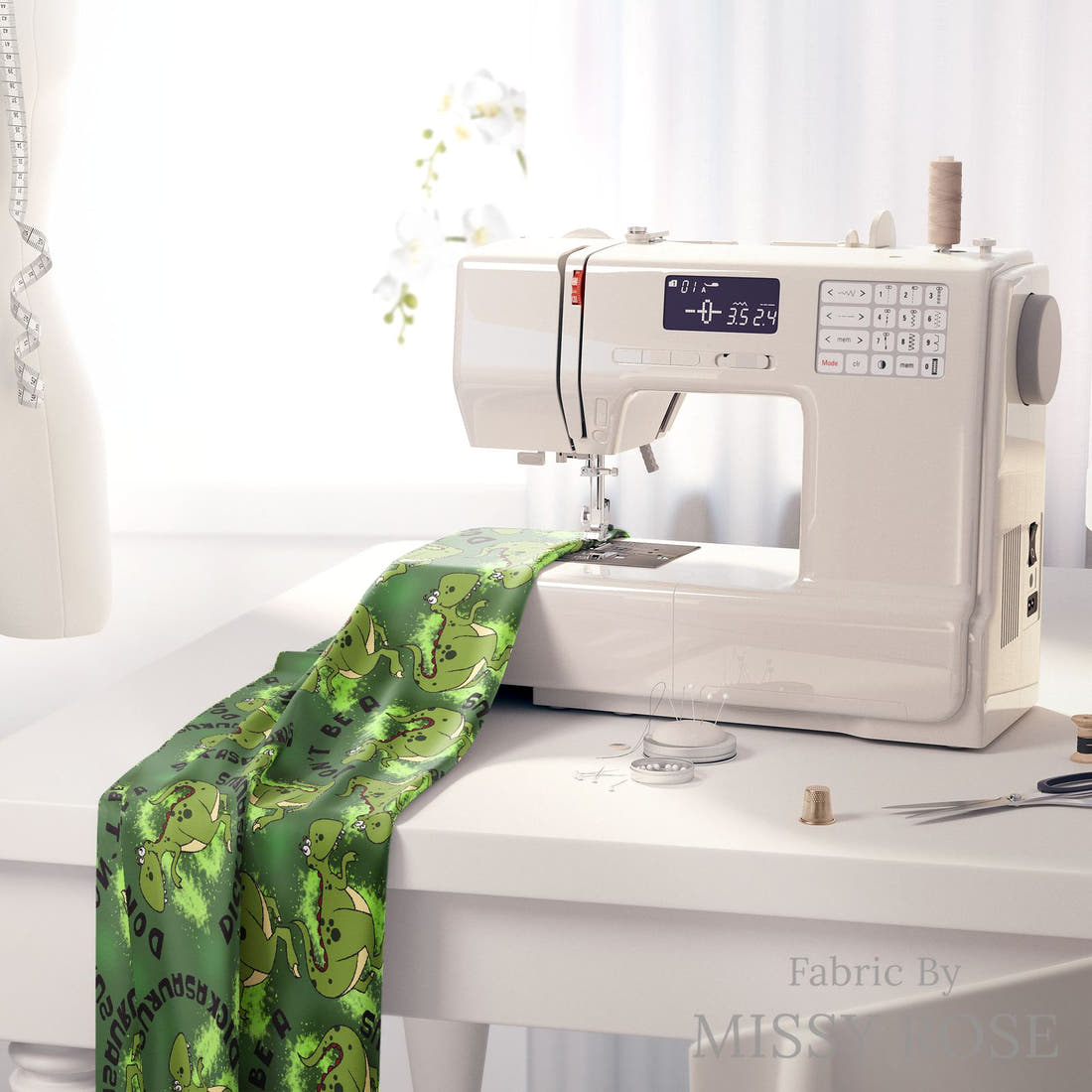 Profanity Fabric 83 on a sewing machine - premium fabric for sewing projects | Fabric by Missy Rose