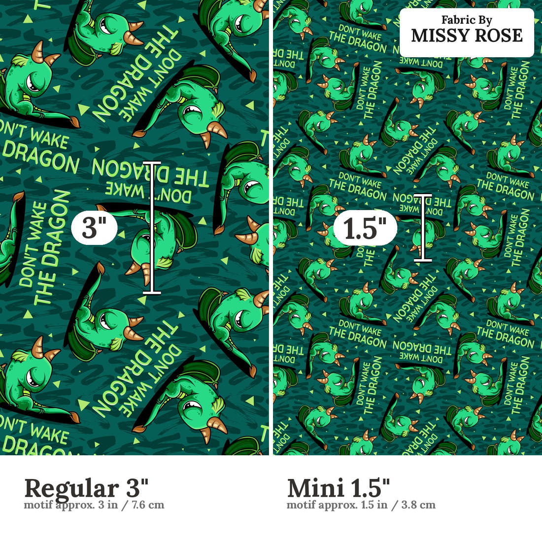 Profanity Fabric 86 Regular 3 inch vs Mini 1.5 inch print scale side by side | Fabric by Missy Rose