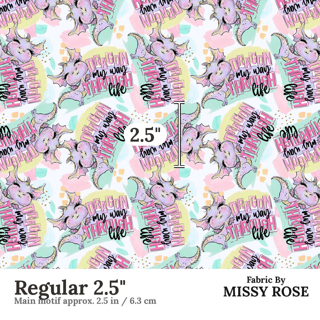 Profanity Fabric 88 Regular 2.5 inch print scale guide | Fabric by Missy Rose