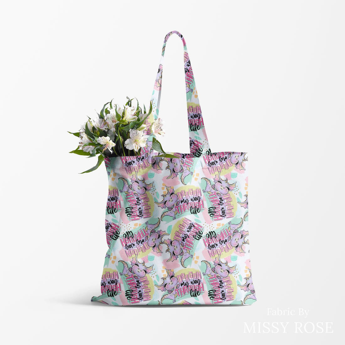 Profanity Fabric 88 made up as a tote bag - see how the print looks made up | Fabric by Missy Rose