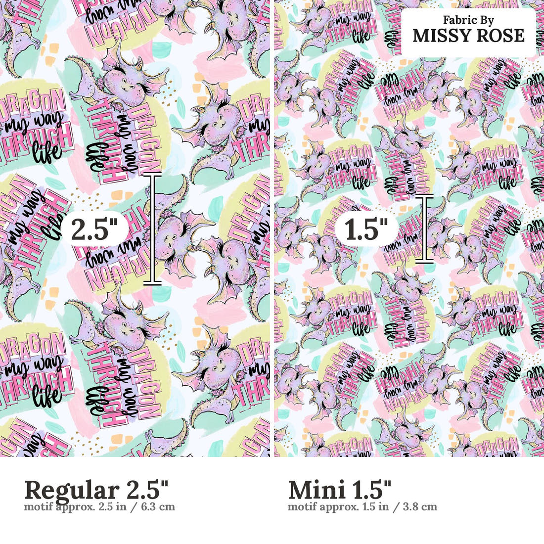 Profanity Fabric 88 Regular 2.5 inch vs Mini 1.5 inch print scale side by side | Fabric by Missy Rose