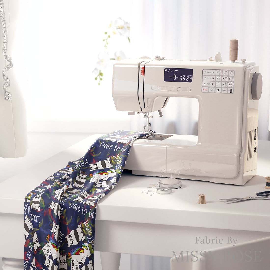 Profanity Fabric 09 on a sewing machine - premium fabric for sewing projects | Fabric by Missy Rose