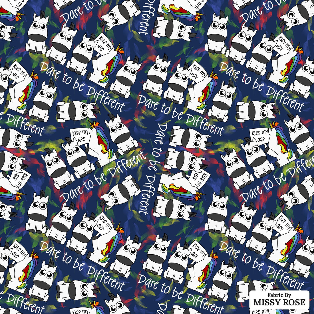 Profanity Fabric 09 - flat view of the print, zoom in for detail | Fabric by Missy Rose
