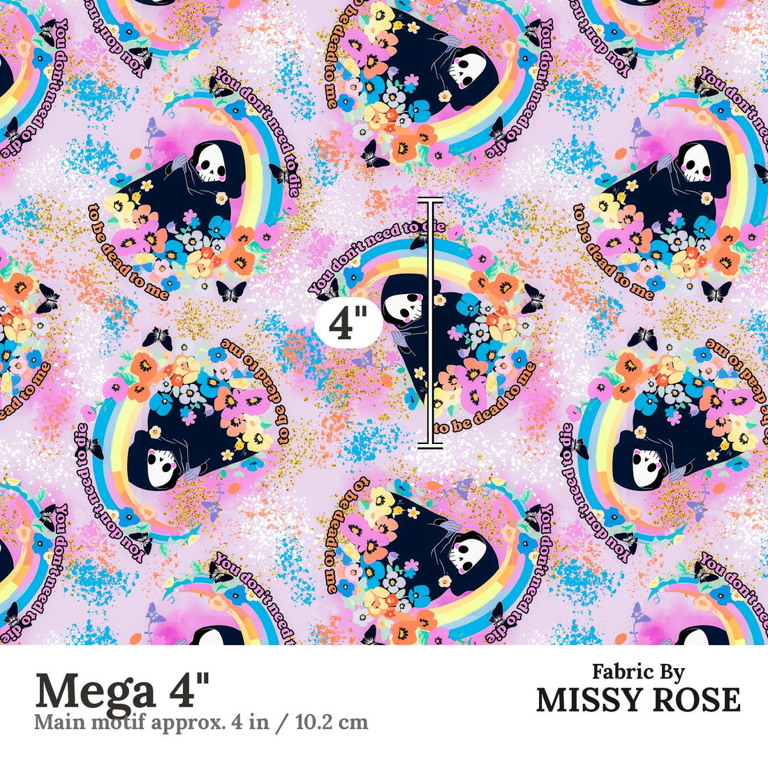 Profanity Fabric 92 Mega 4 inch print scale guide | Fabric by Missy Rose