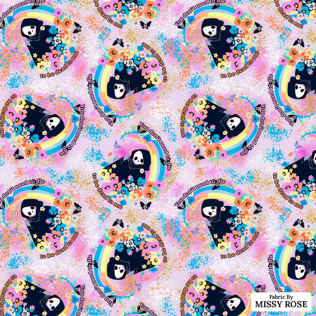Profanity Fabric 92 - flat view of the print, zoom in for detail | Fabric by Missy Rose