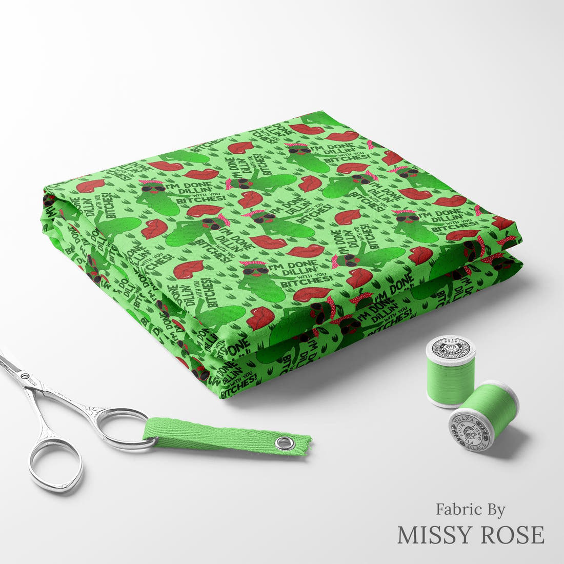 Profanity Fabric 94 folded fabric stack with matching thread - pre-order fabric Australia | Fabric by Missy Rose
