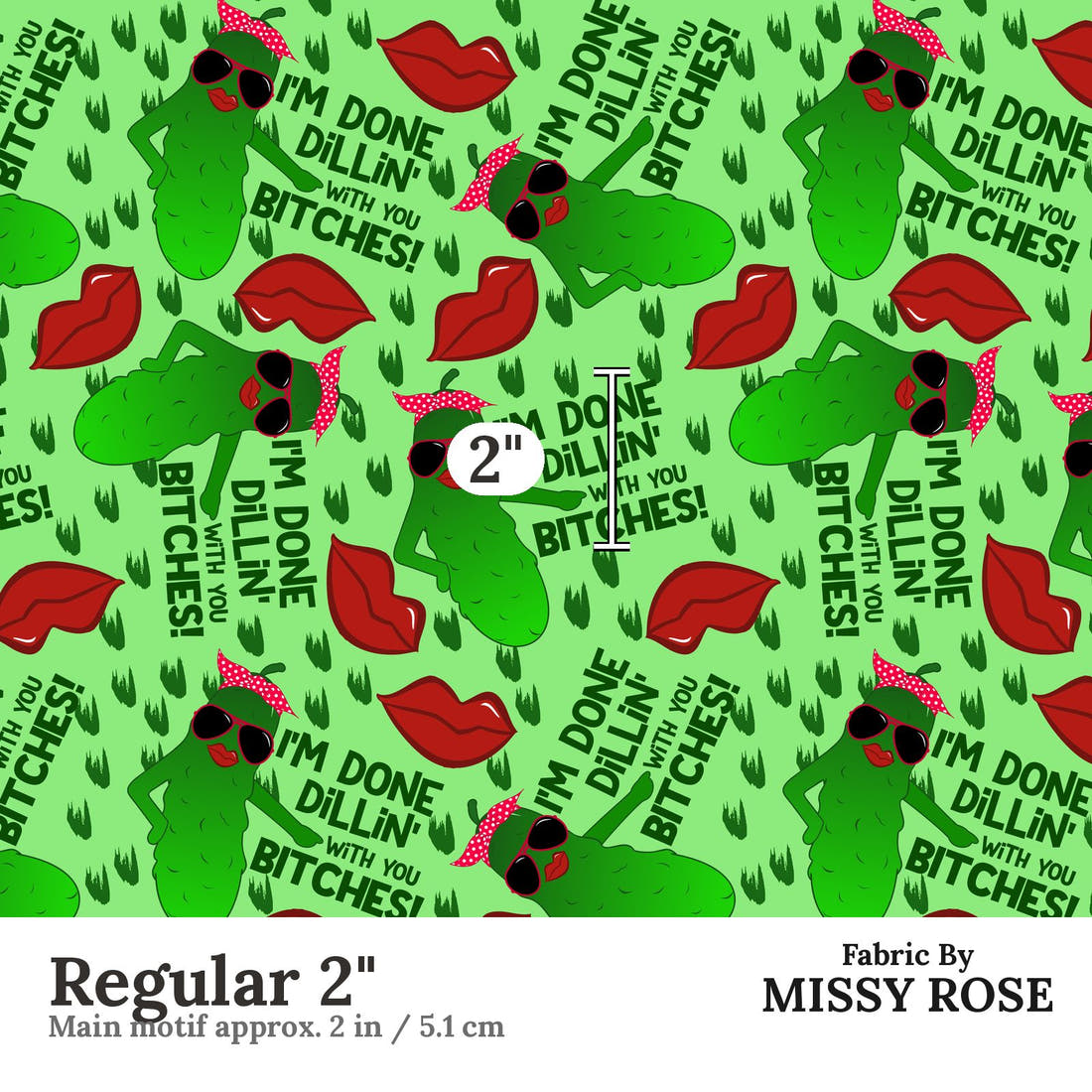 Profanity Fabric 94 Regular 2 inch print scale guide | Fabric by Missy Rose