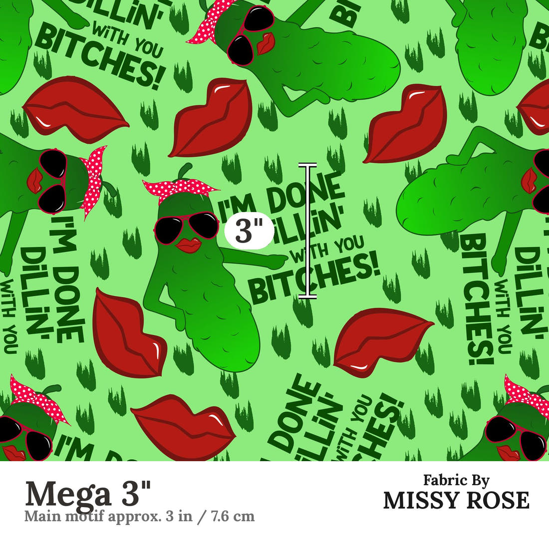 Profanity Fabric 94 Mega 3 inch print scale guide | Fabric by Missy Rose