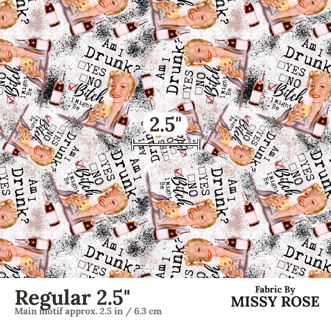 Profanity Fabric 96 Regular 2.5 inch print scale guide | Fabric by Missy Rose