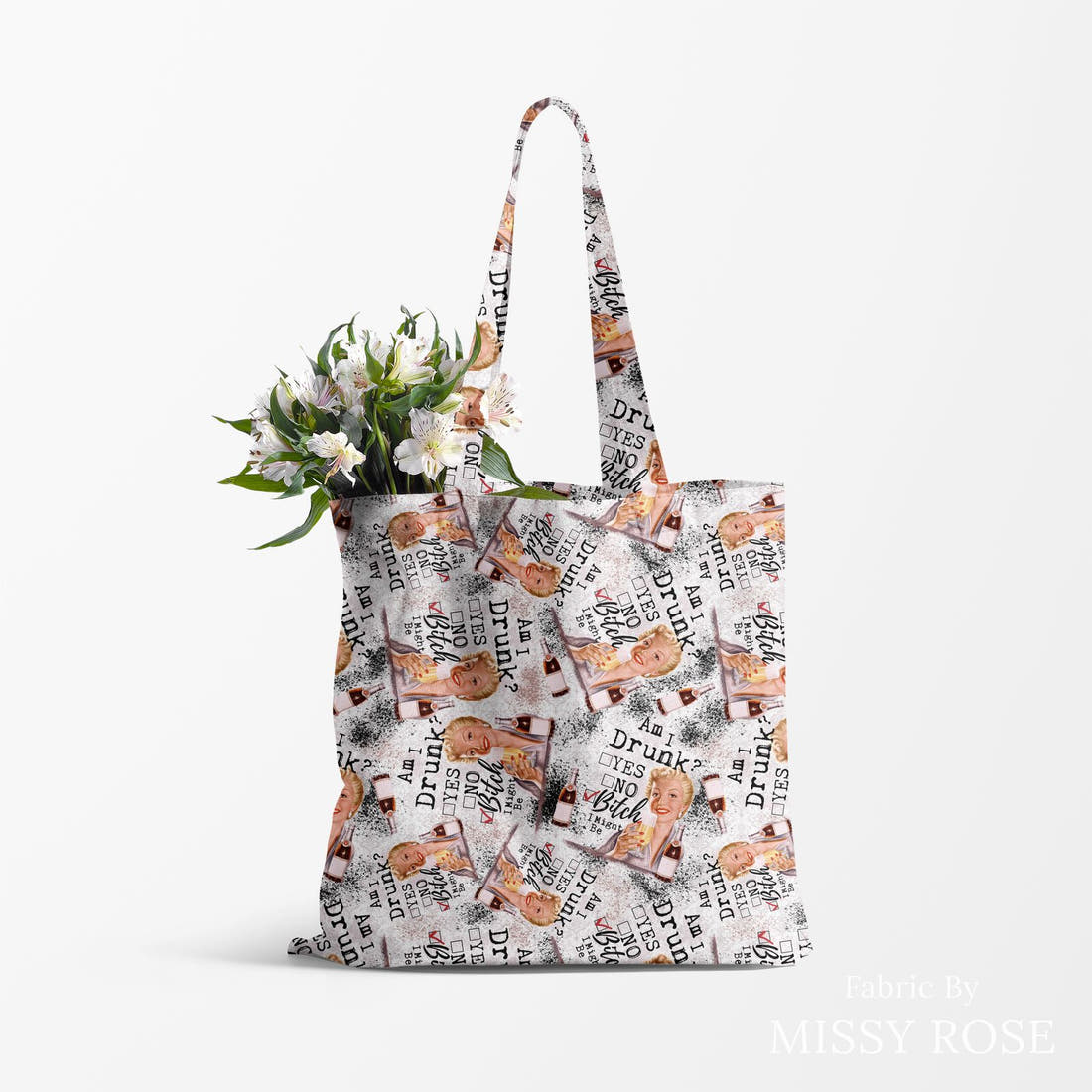 Profanity Fabric 96 made up as a tote bag - see how the print looks made up | Fabric by Missy Rose