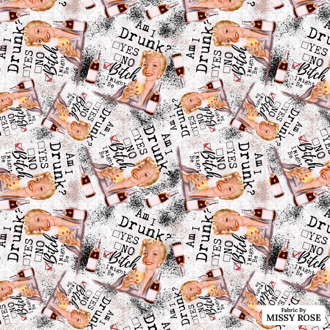 Profanity Fabric 96 - flat view of the print, zoom in for detail | Fabric by Missy Rose