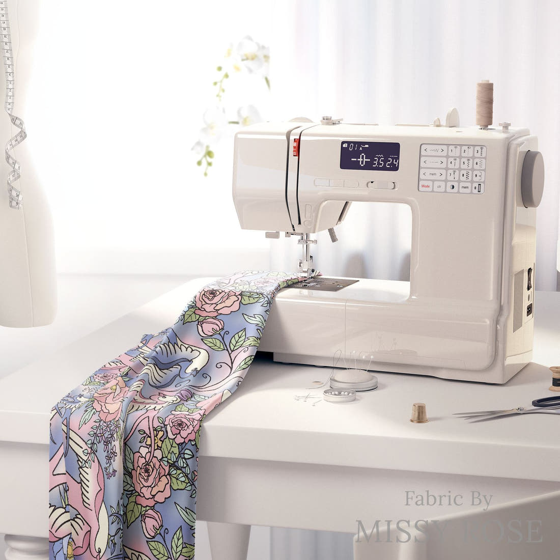 Profanity Fabric 97 on a sewing machine - premium fabric for sewing projects | Fabric by Missy Rose