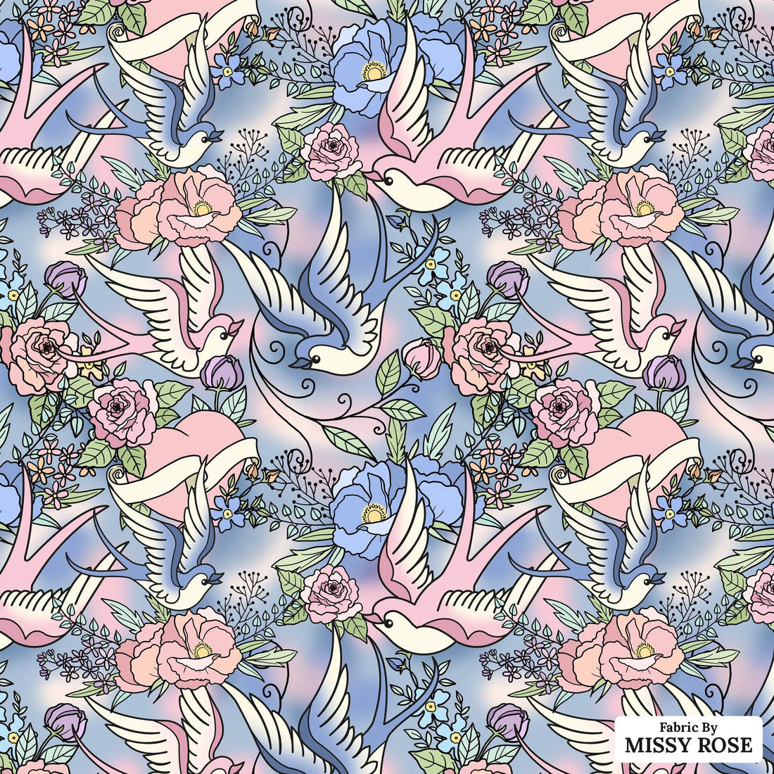 Profanity Fabric 97 - flat view of the print, zoom in for detail | Fabric by Missy Rose
