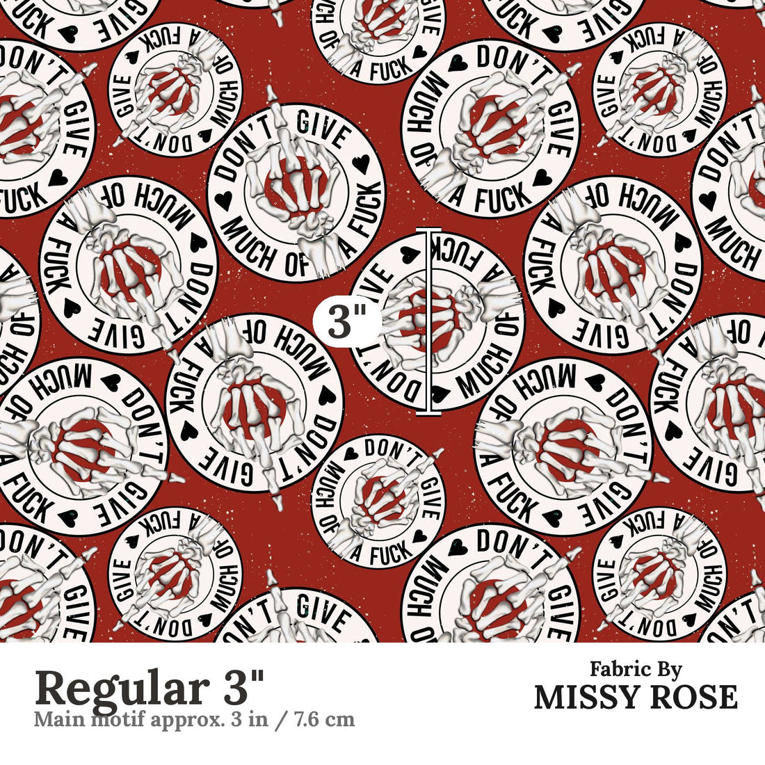 Profanity Fabric 98 Regular 3 inch print scale guide | Fabric by Missy Rose