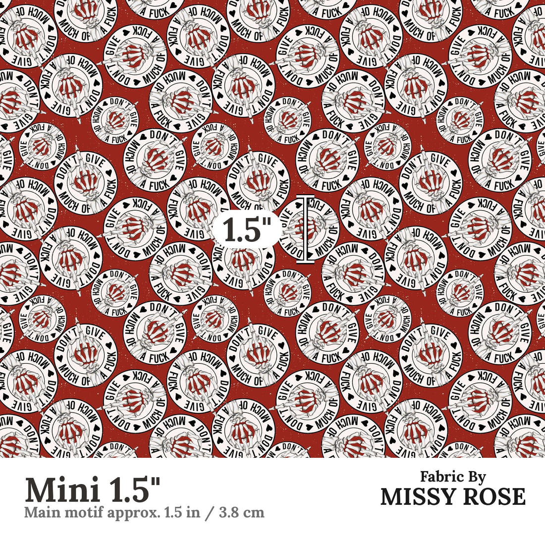 Profanity Fabric 98 Mini 1.5 inch print scale guide | Fabric by Missy Rose