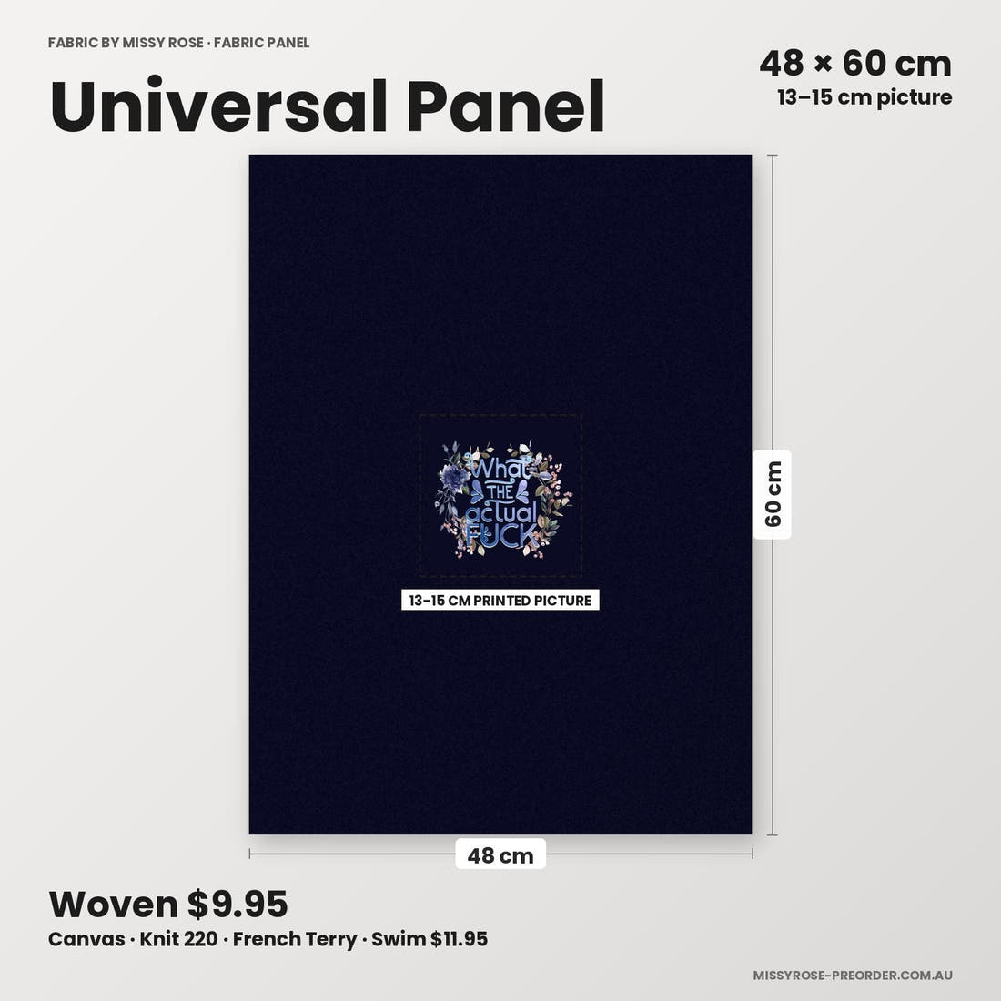 Profanity Fabric Panel 02 universal panel sizing – 13–15 cm printed picture on 48 × 60 cm fabric | Fabric by Missy Rose