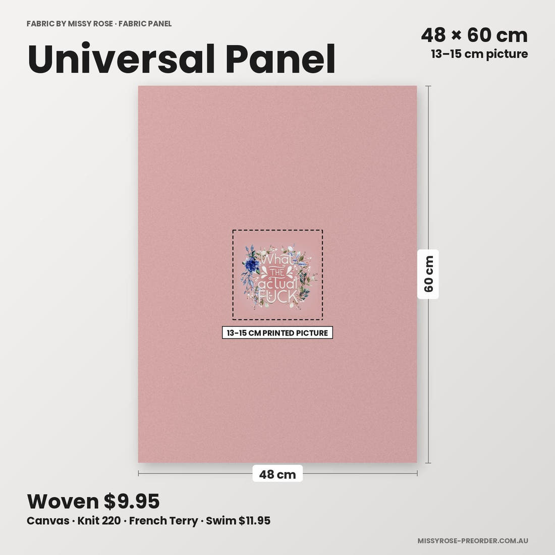 Profanity Fabric Panel 03 universal panel sizing – 13–15 cm printed picture on 48 × 60 cm fabric | Fabric by Missy Rose