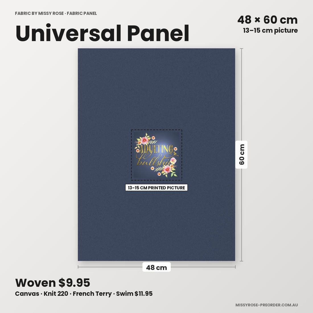 Profanity Fabric Panel 04 universal panel sizing – 13–15 cm printed picture on 48 × 60 cm fabric | Fabric by Missy Rose