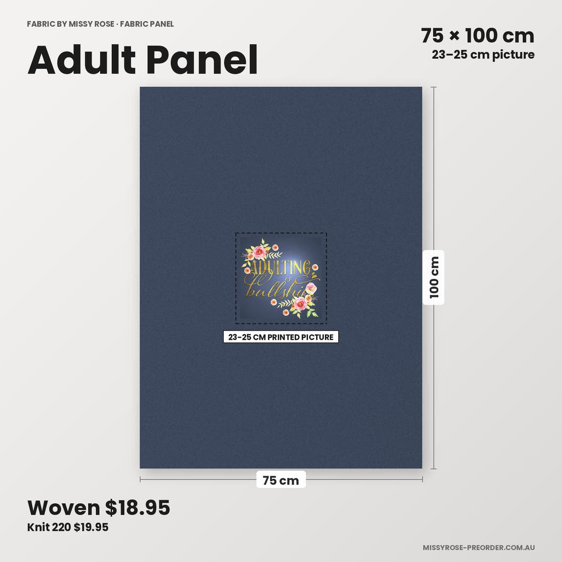 Profanity Fabric Panel 04 adult panel sizing – 23–25 cm printed picture on 75 × 100 cm fabric | Fabric by Missy Rose